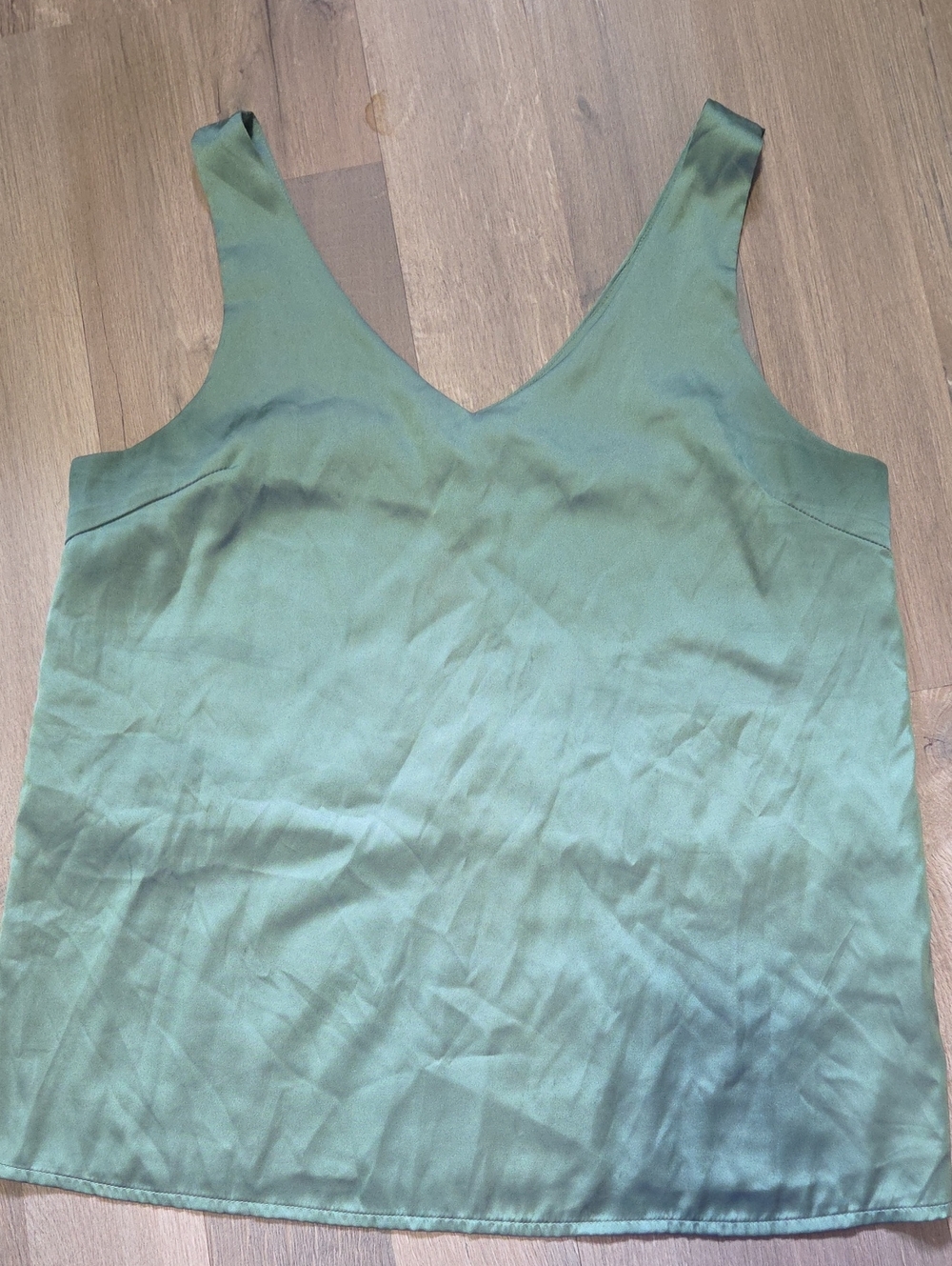 Vintage V-Neck Olive Green Satin Camisole